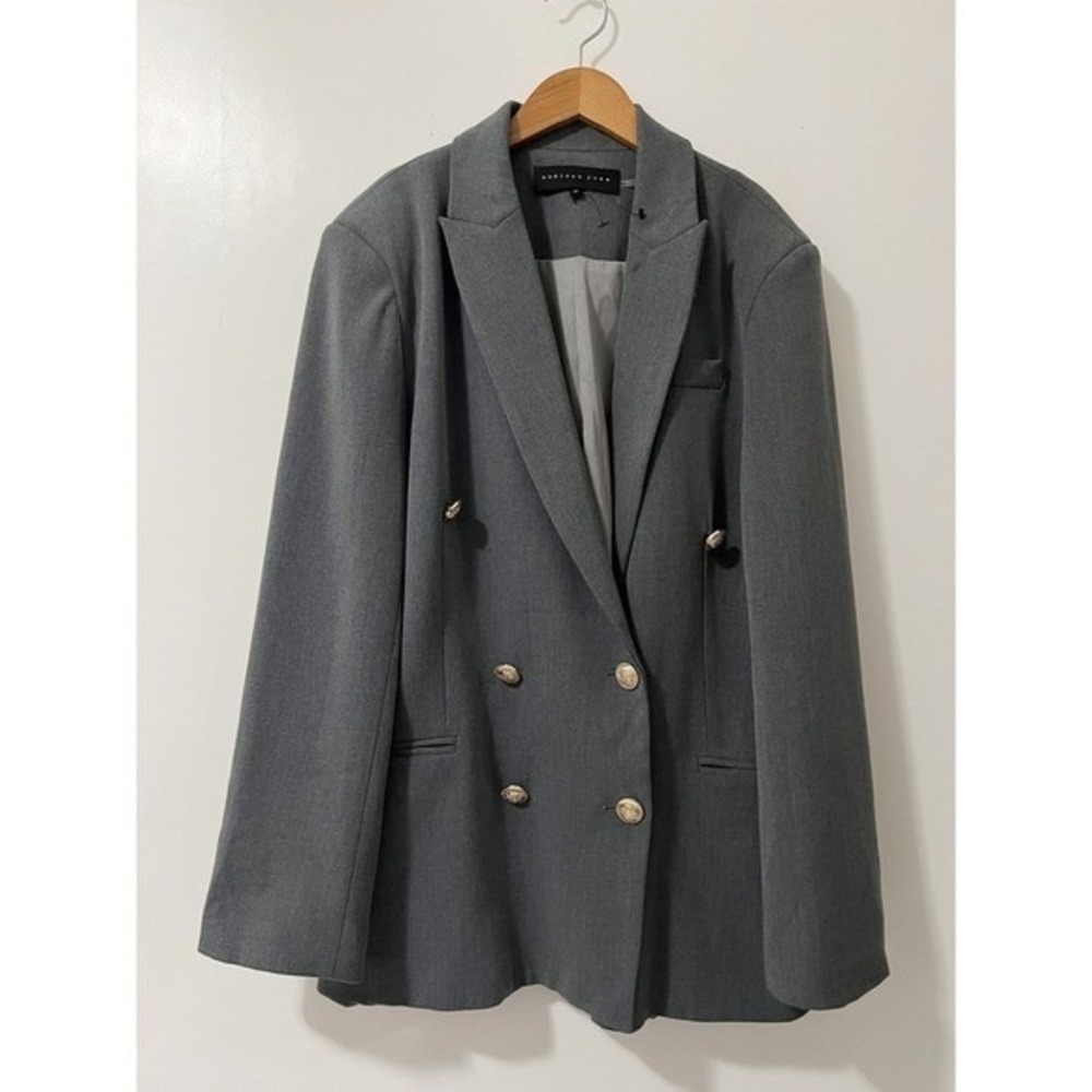Endless Rose Womens Grey Double Breasted Gold Button‎ Blazer Size M